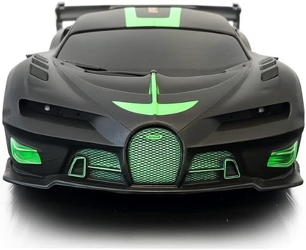 Remote Control Sports Car, 1:24 Scale Racing Model, Black with Green Accents