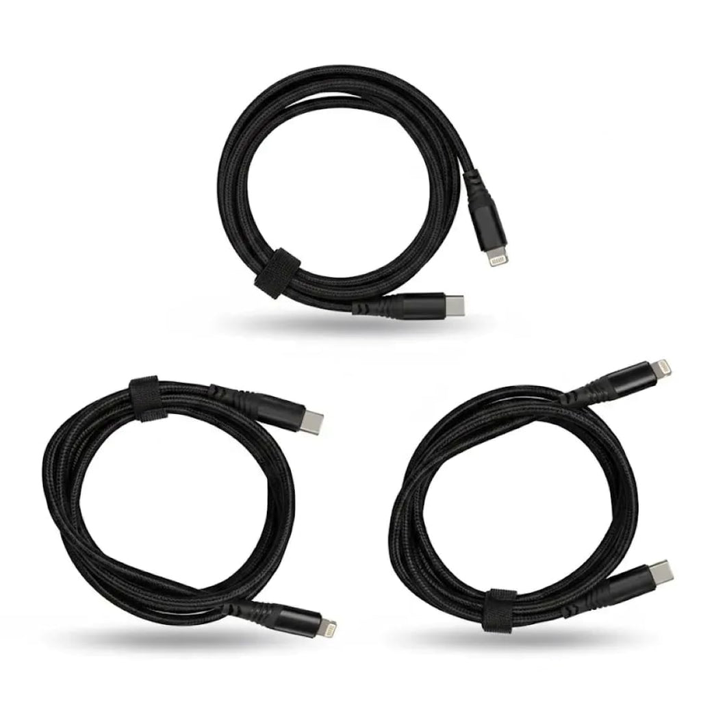 USB-C to 8-Pin Connector Cable, 3-Pack, 1m/3ft, Fast Charging, Nylon Braided, Black, Compatible with iPhone 14 13 12 11 Pro Max XR, iPad Air