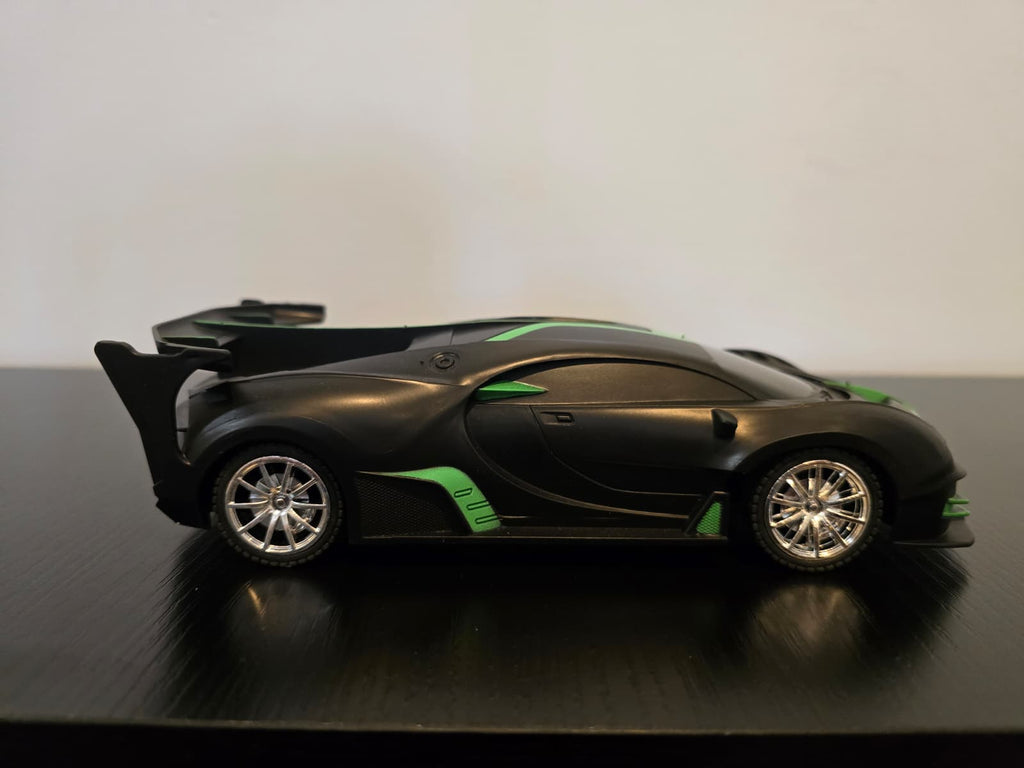 Remote Control Sports Car, 1:24 Scale Racing Model, Black with Green Accents